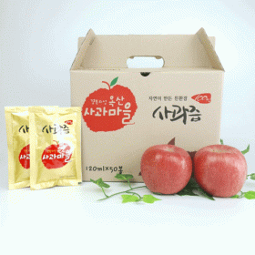 경북의성 옥산사과마을 사과즙 120ml x 50개입 100%착즙원액 생사과즙